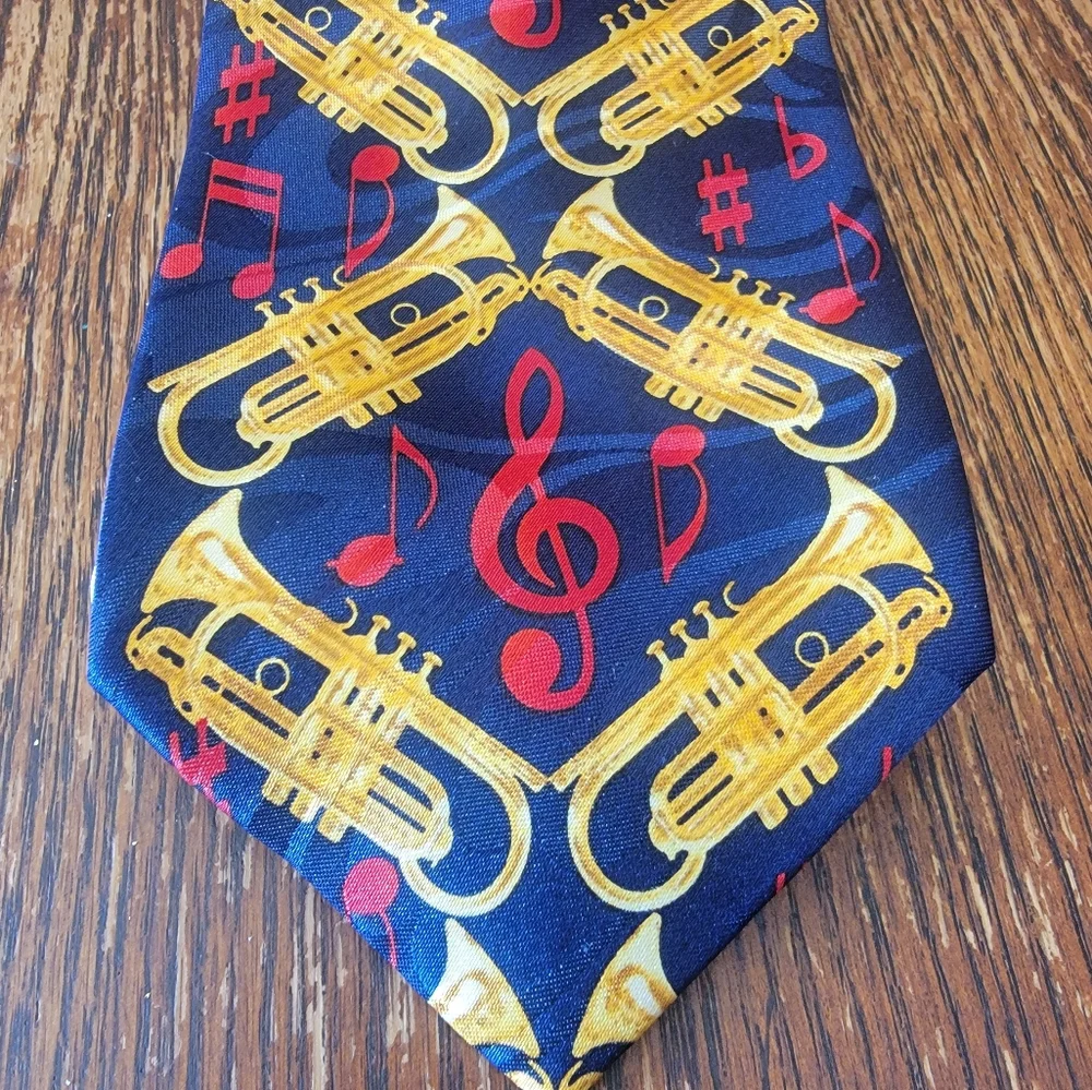 Hand made Steven Harris Mens Tie Trumpets And Musical Notes - Picture 6 of 7